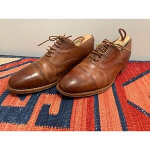 Paul Smith Brown Leather Cap Toe Brogue Women's Oxfords Size 36 Made in Italy
